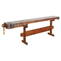 Antique Dark Rustic Narrow Console Work Table, Denmark circa 1890