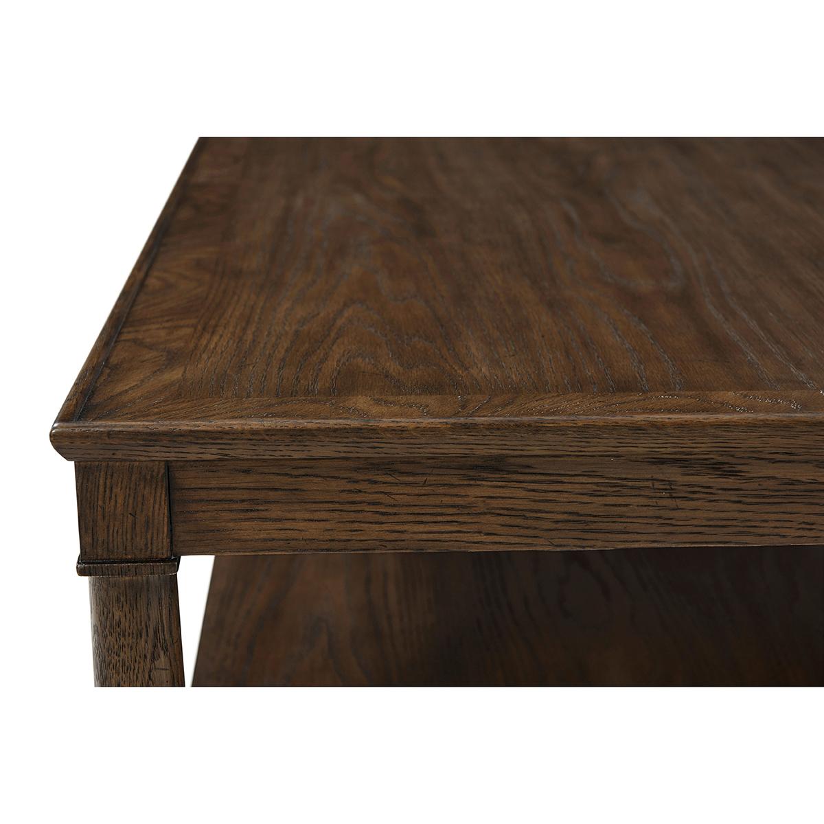 Vietnamese Dark Rustic Oak Square Coffee Table For Sale