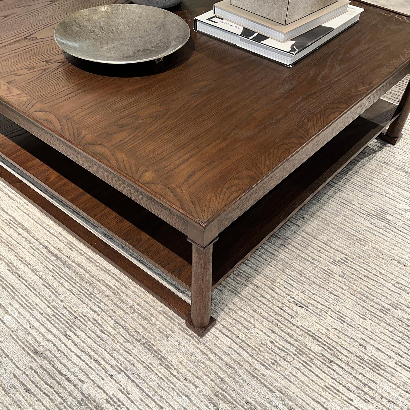 Dark Rustic Oak Square Coffee Table For Sale 1