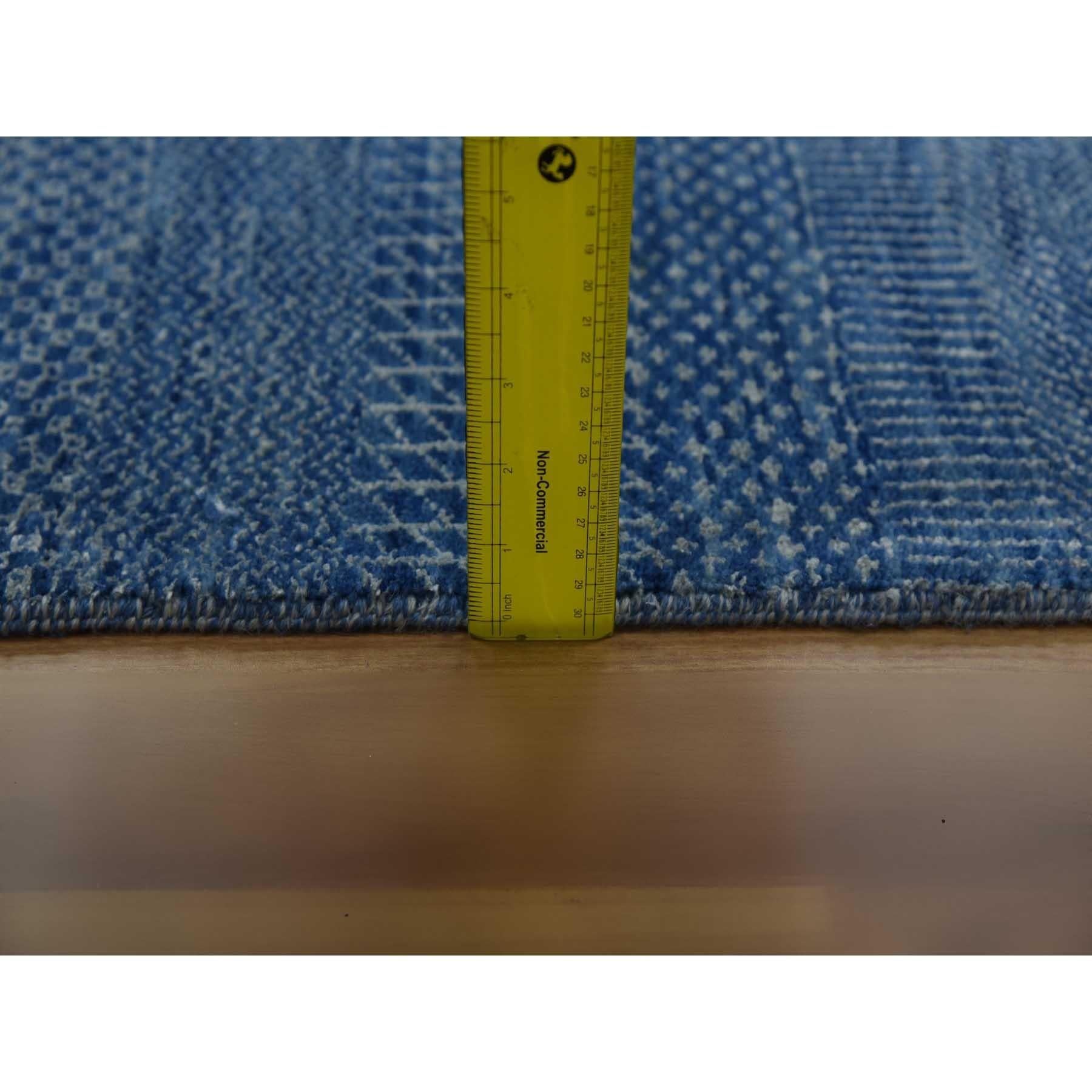 Tapis oriental noué à la main en laine et soie saphir foncé 12'0