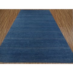 Alfombra oriental de lana y seda con diseño de hierba anudada a mano Zafiro Oscuro 12'0" x 18'0"