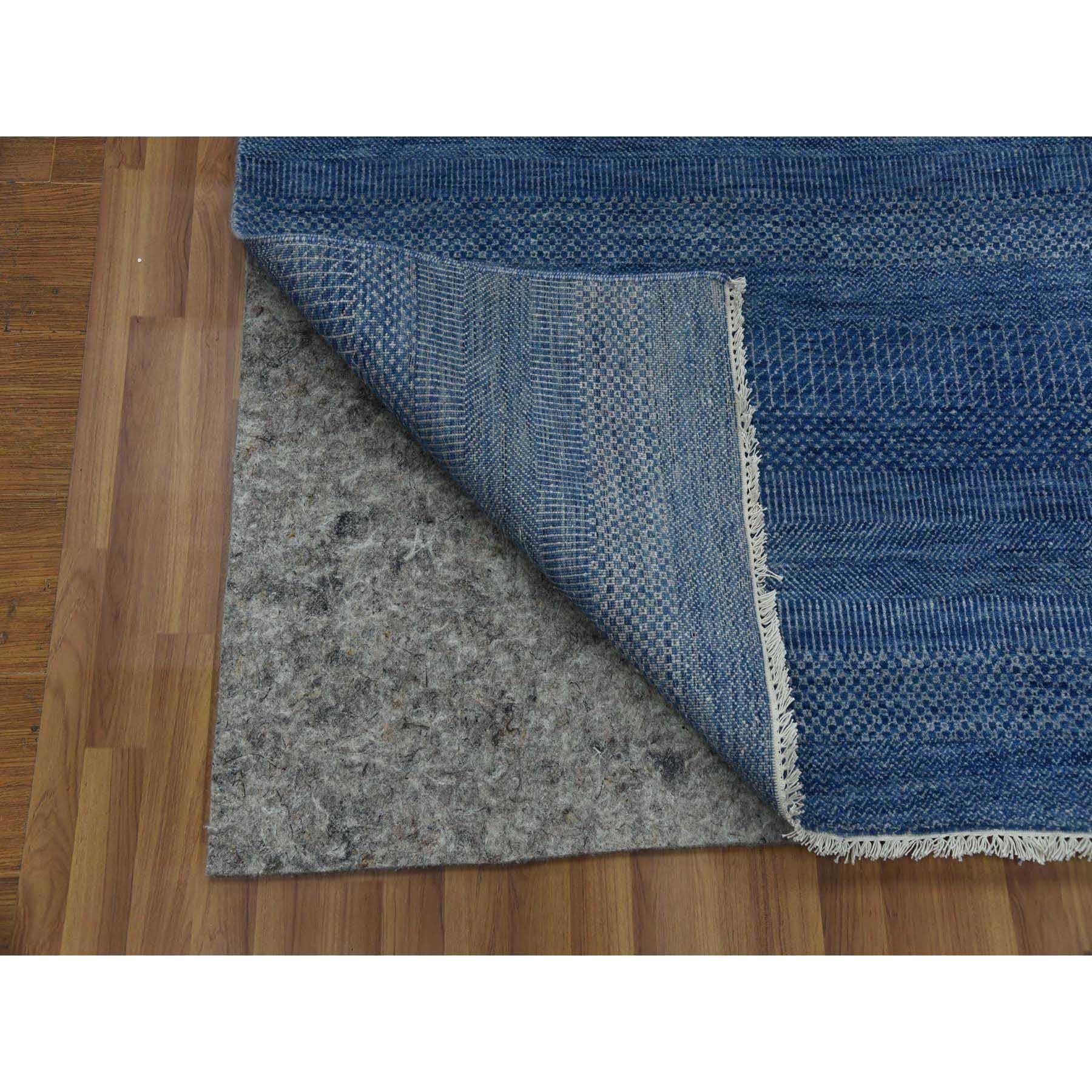 Indien Tapis oriental noué à la main en laine et soie saphir foncé 12'0