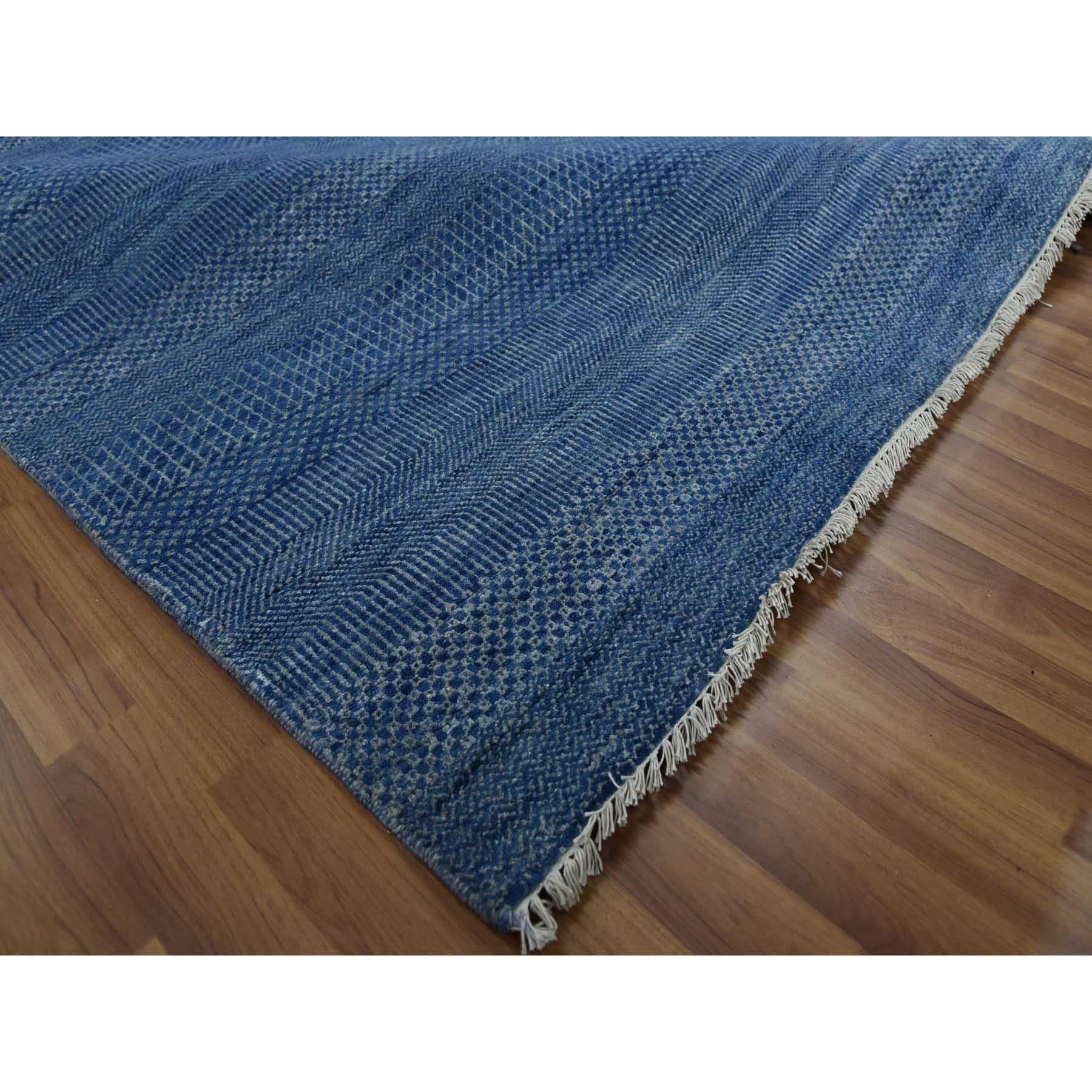 Tapis oriental noué à la main en laine et soie saphir foncé 12'0