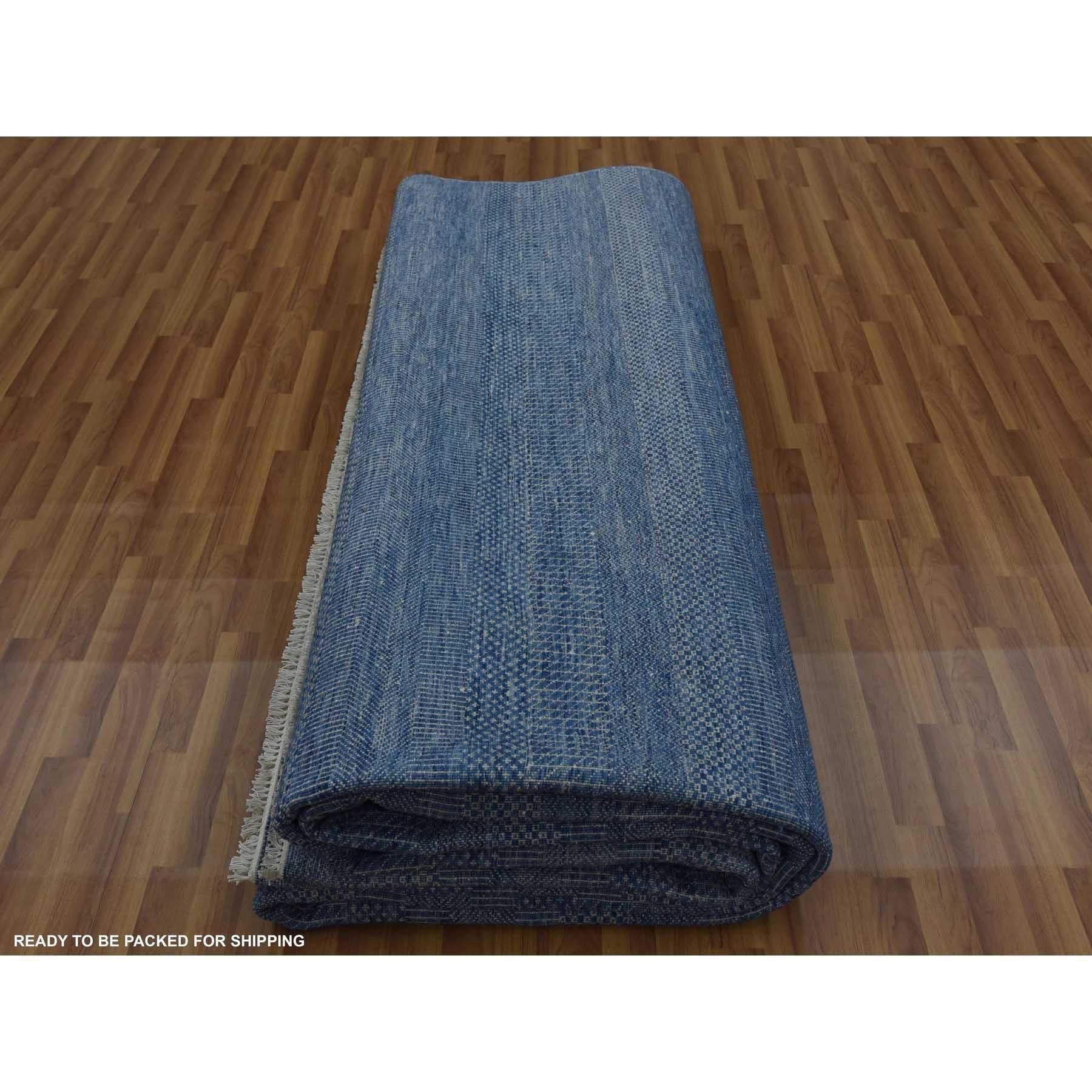Tapis oriental noué à la main en laine et soie saphir foncé 12'0