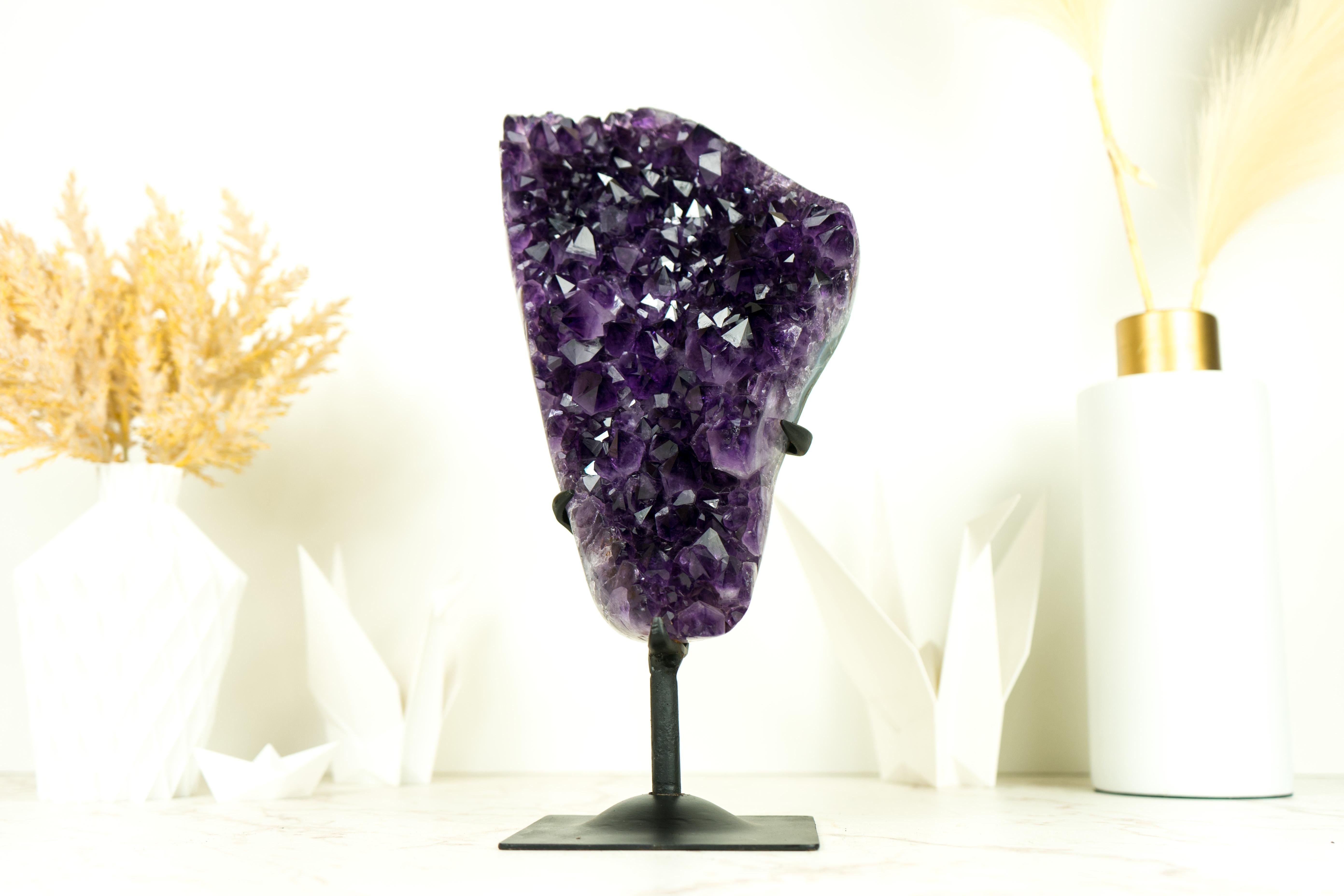 Dark Saturated Amethyst Cluster with AAA Dark Purple Amethyst For Sale 6