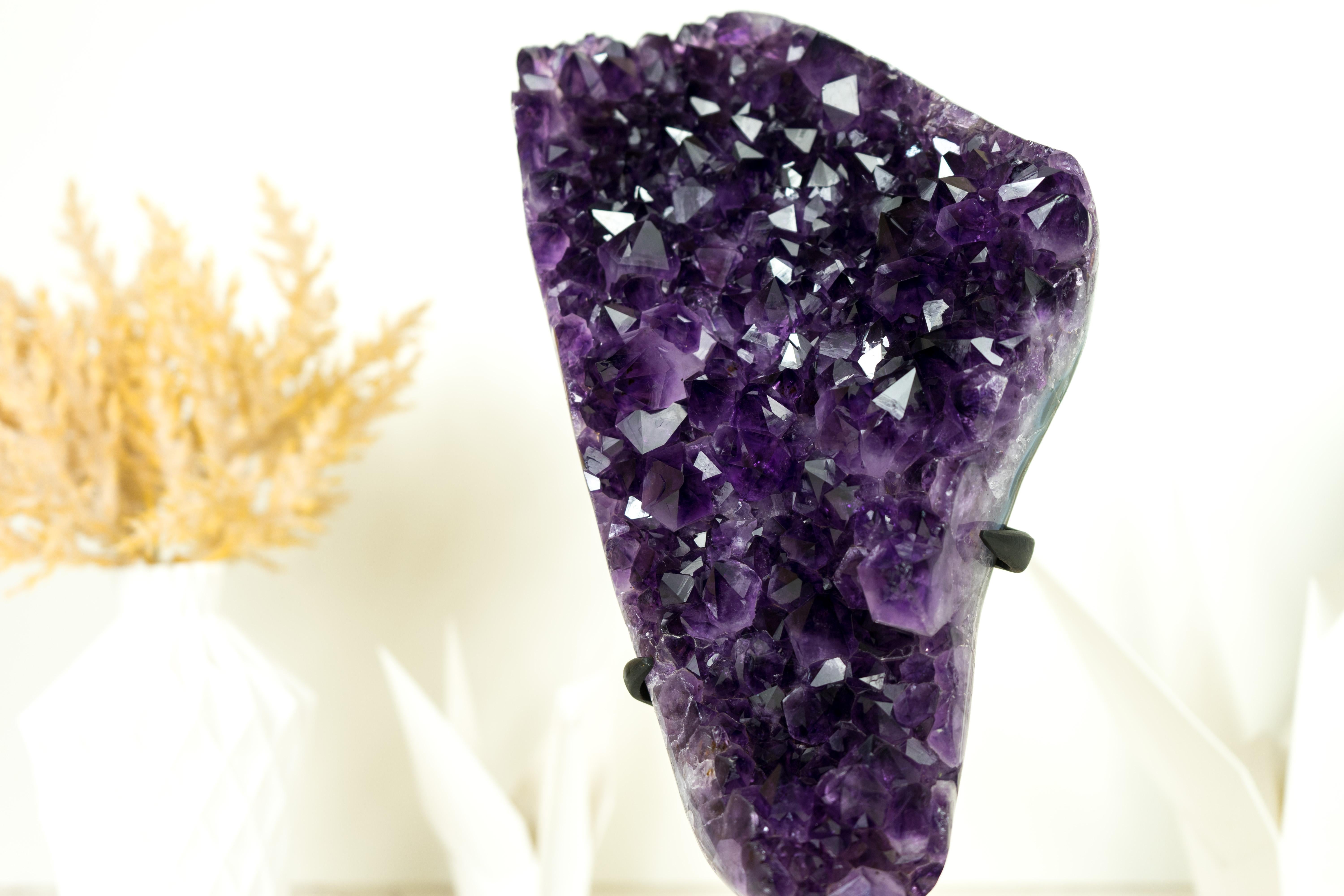Contemporary Dark Saturated Amethyst Cluster with AAA Dark Purple Amethyst For Sale