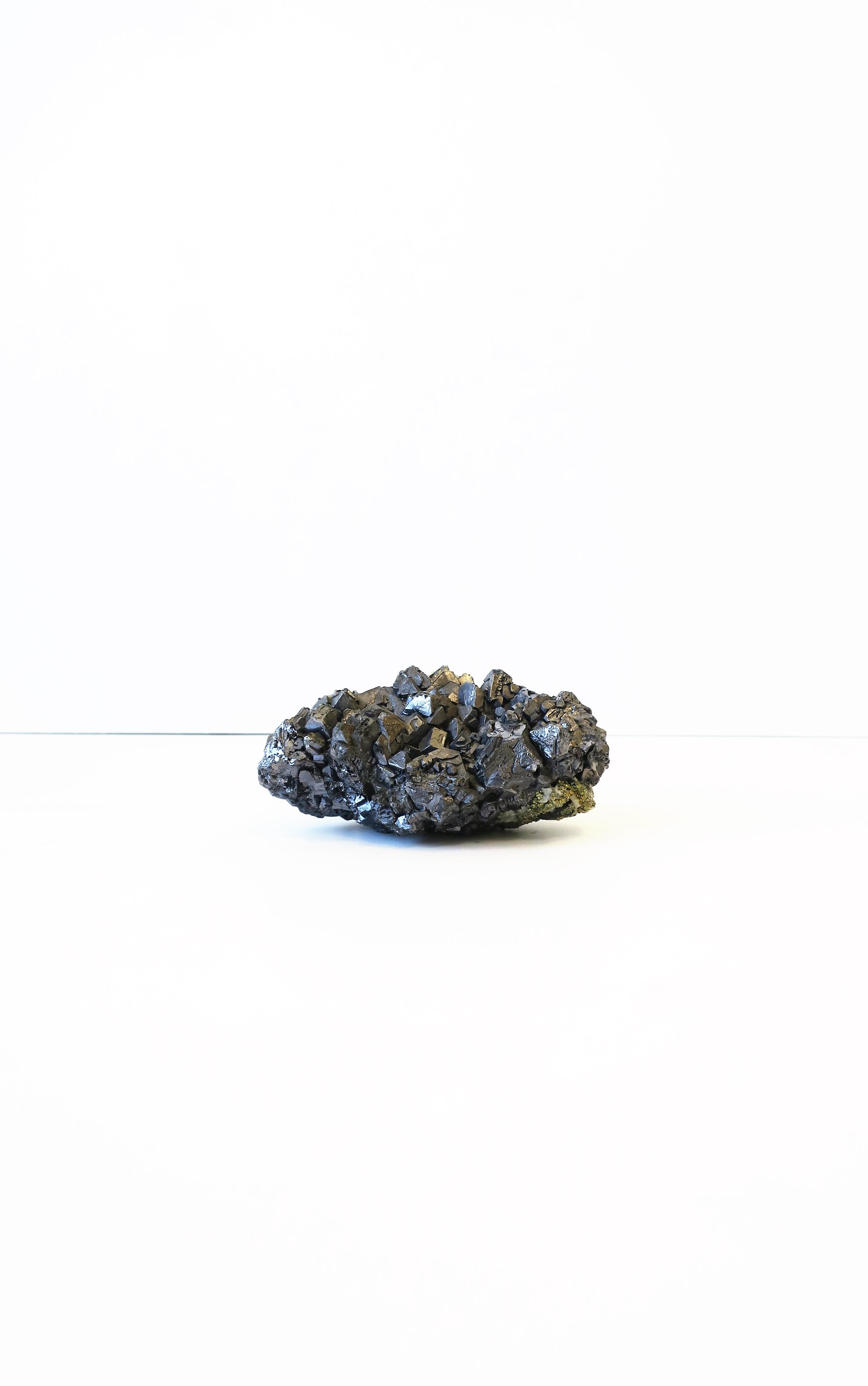 Organic Modern Dark Silver Galena Natural Crystal Mineral Stone Decorative Object