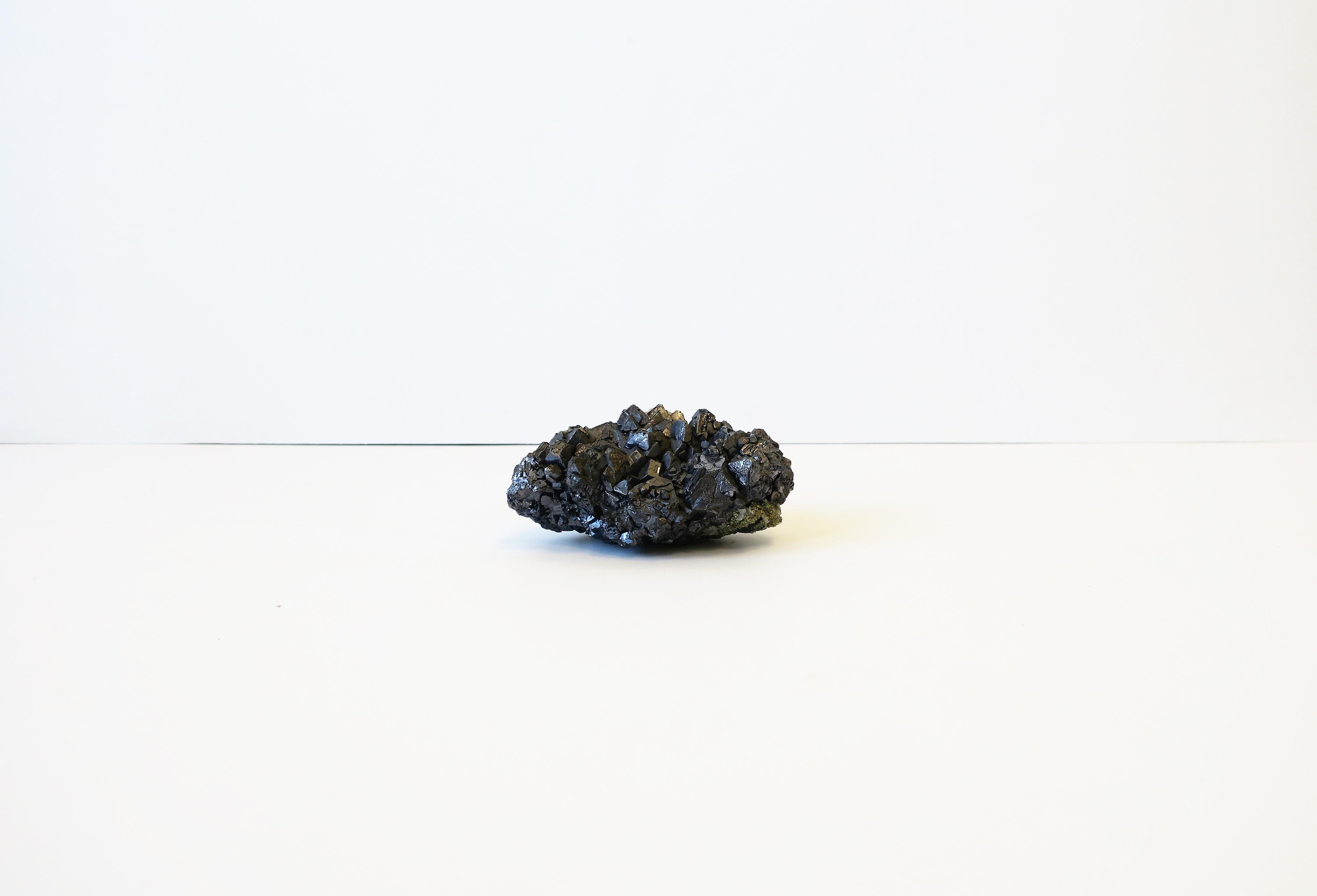Dark Silver Galena Natural Crystal Mineral Stone Decorative Object In Good Condition In New York, NY