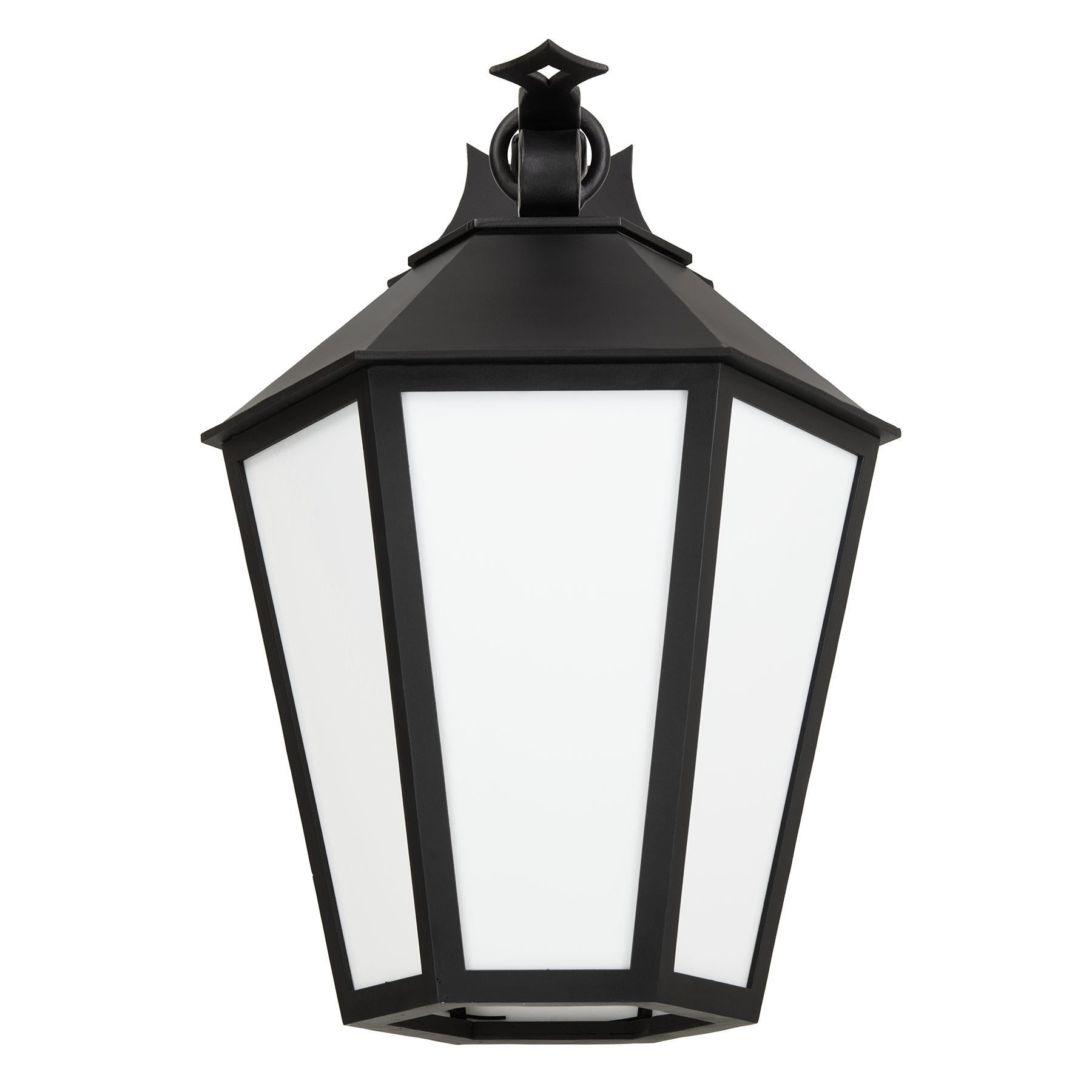American Spanish Style Wrought Iron Exterior Lantern Wall Mount (Dark Sky Compliant) For Sale