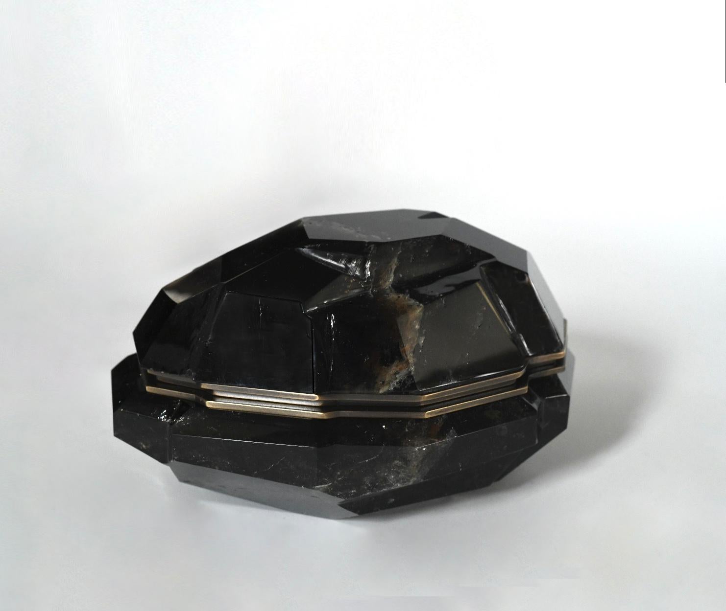 Dark Smoky Rock Crystal Box by Phoenix For Sale 1