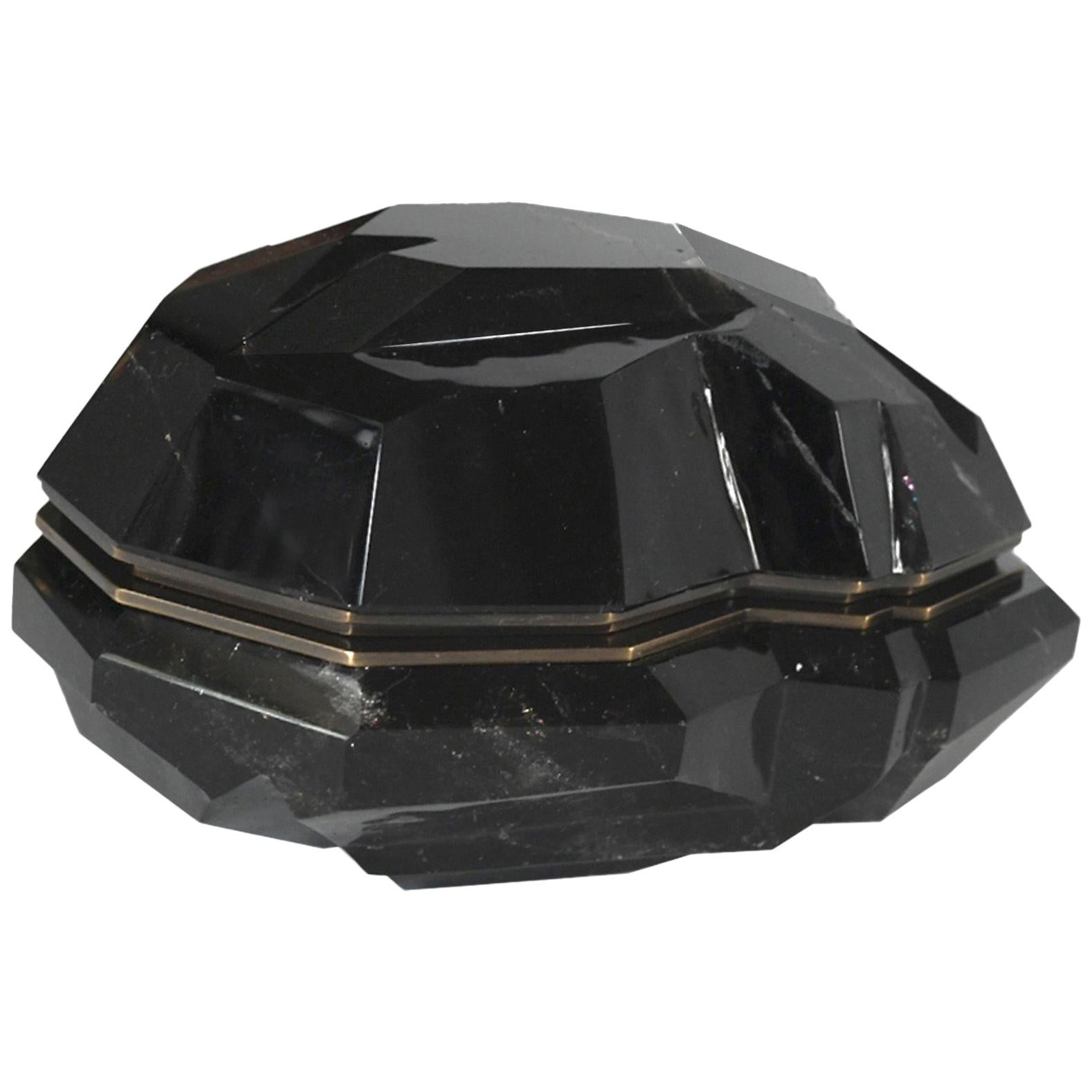 Dark Smoky Rock Crystal Box by Phoenix For Sale