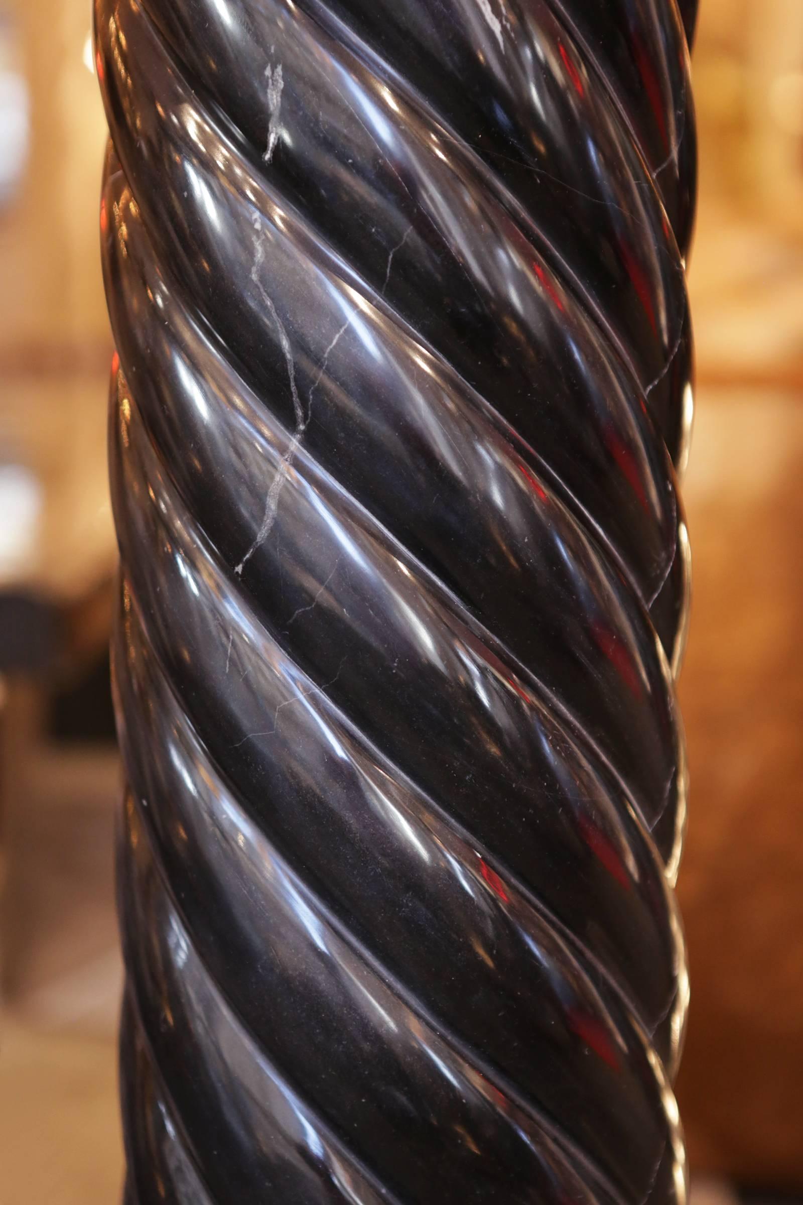 Hand-Crafted Dark Solid Marble Columns