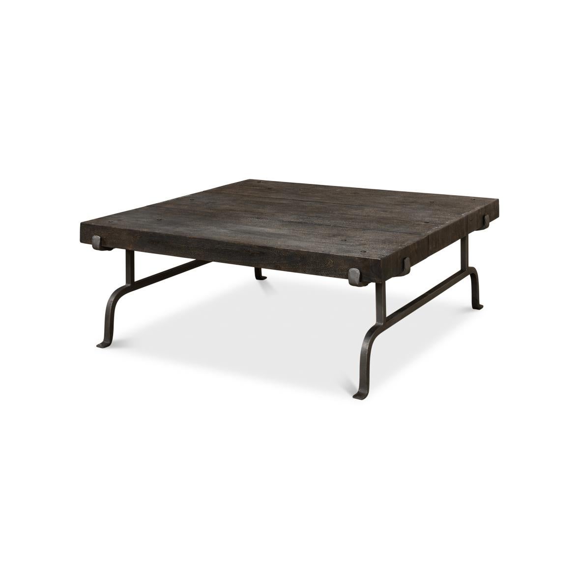 Dark Square Rustic Coffee Table