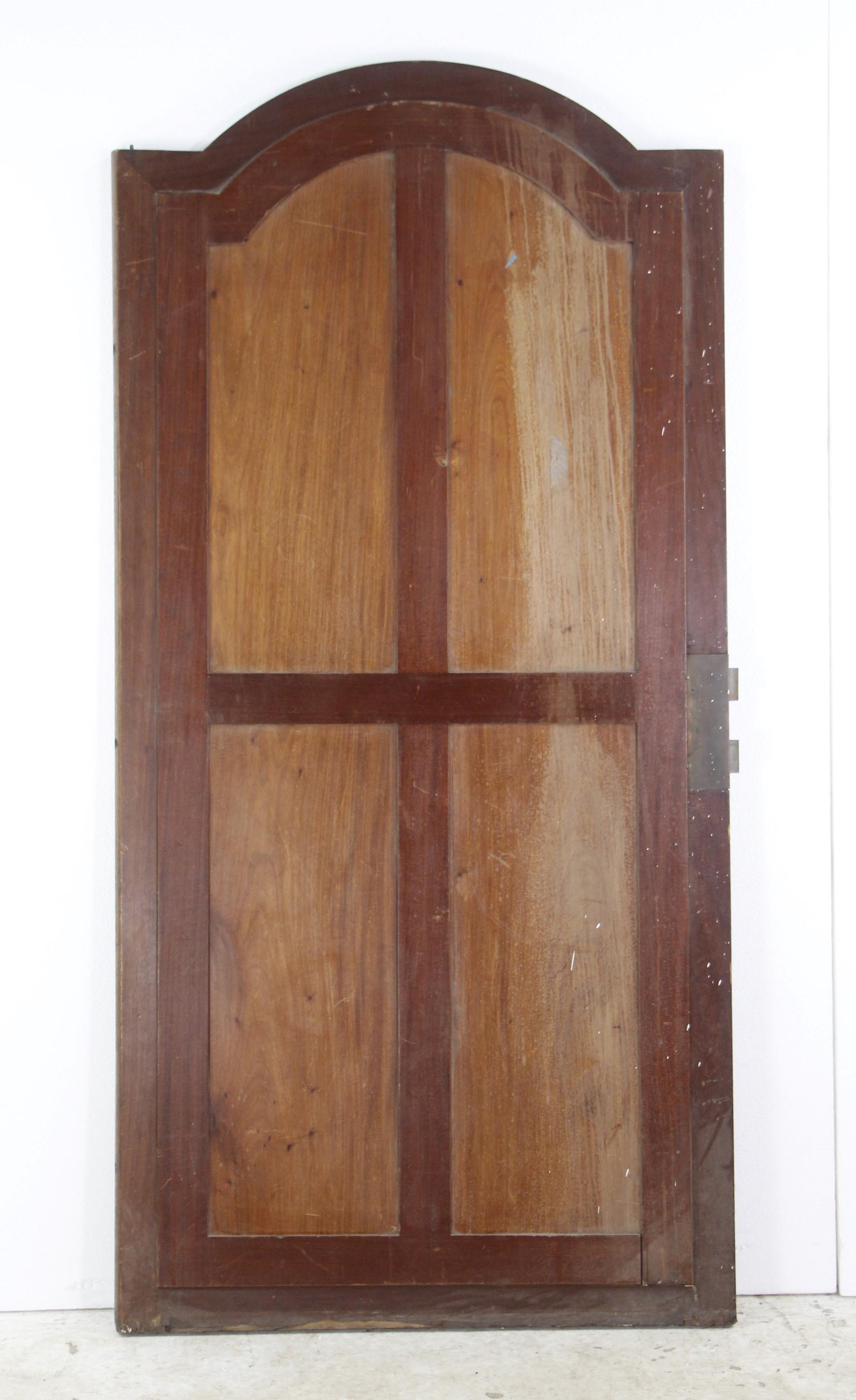 Dark Stain Wood Armoire Beveled Mirror Door Brass Trim In Good Condition For Sale In New York, NY
