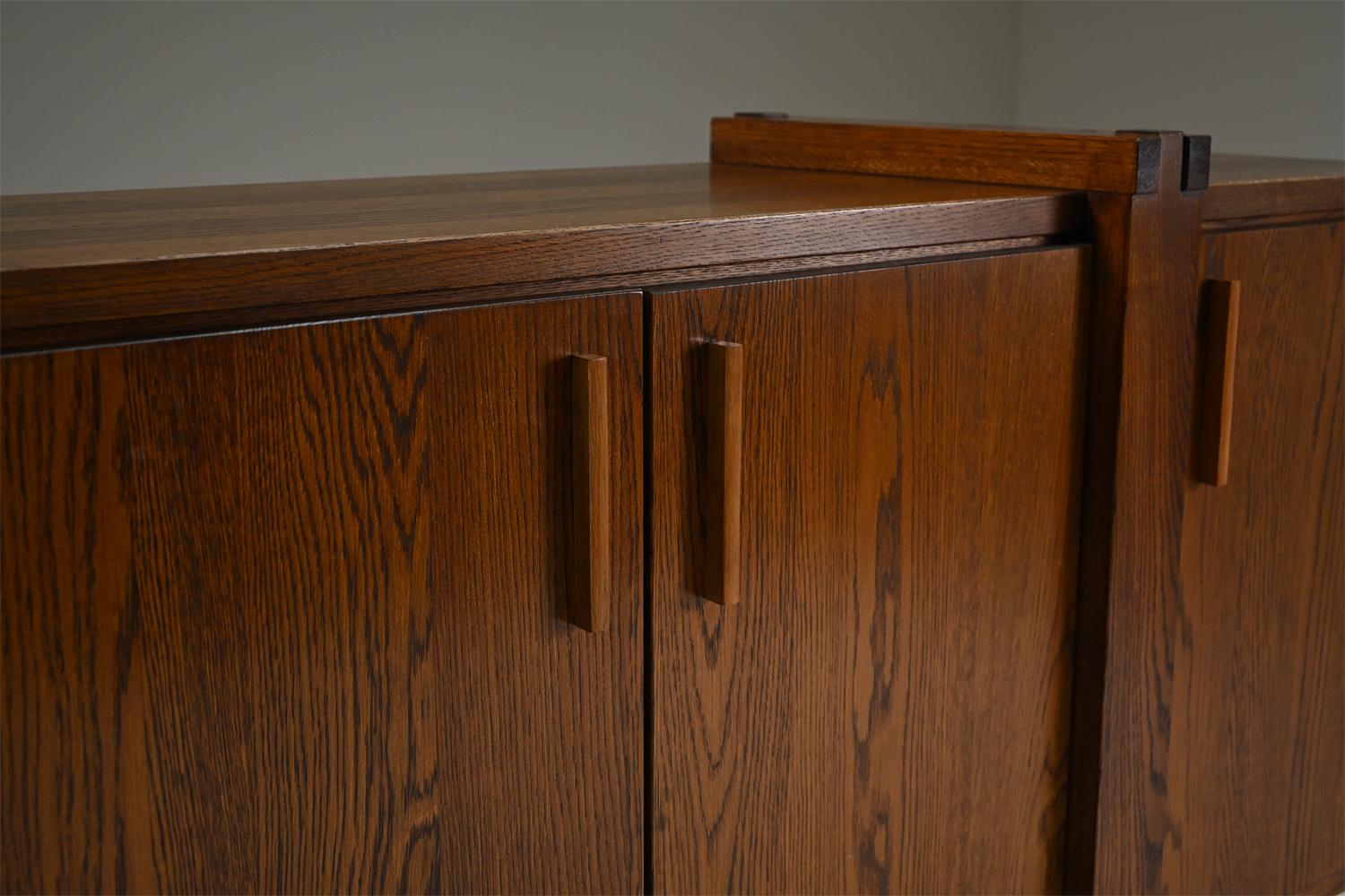 Dark stained brustalist oak sideboard, Belgium. For Sale 1