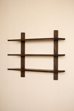 Dark Stained Oak Floating Shelving Unit  Still Life Floating Shelf