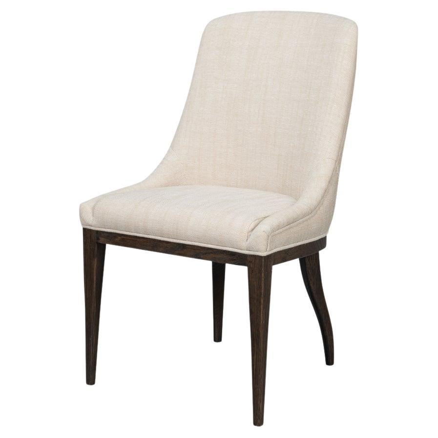 Dark-Stained Oak Upholstered Dining Chair