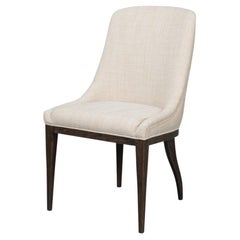 Dark-Stained Oak Upholstered Dining Chair