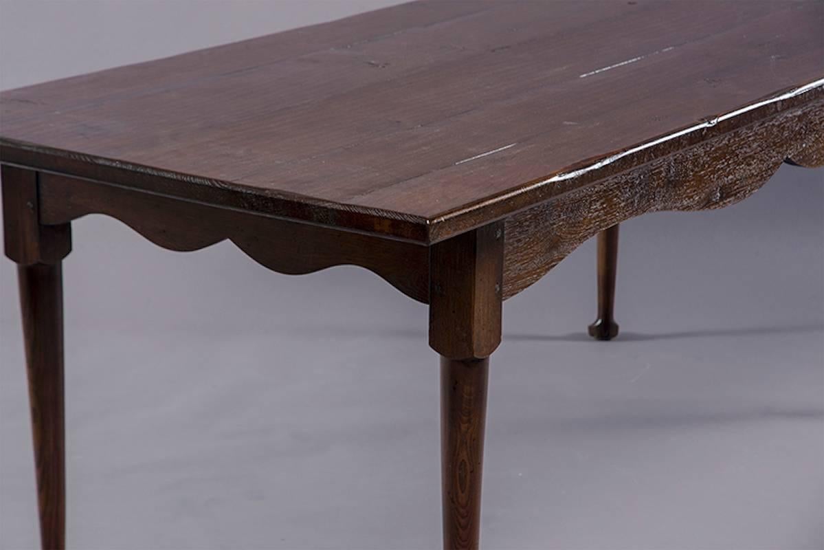 20th Century Dark Stained Pine Farm Table