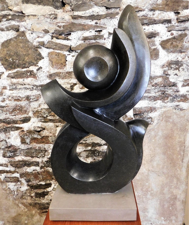 Dark Stone Abstract Art Sculpture on Base at 1stDibs
