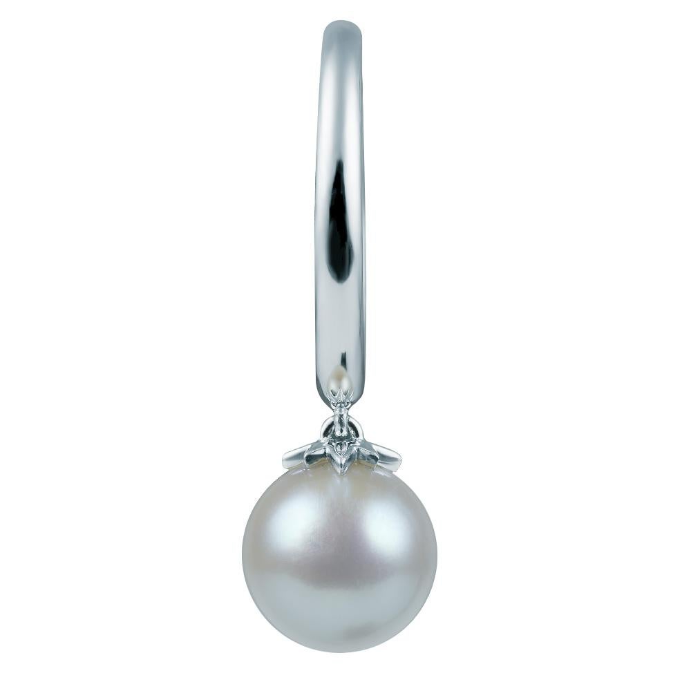Dark Tahitian Pearl Dangle Ring White Gold In New Condition For Sale In Kowloon City District, HK