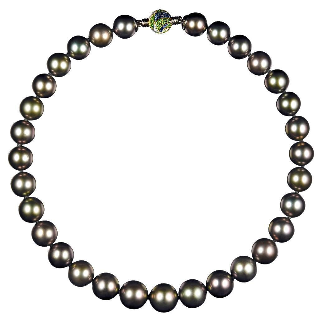 Dark Tahitian Pearl Necklace For Sale