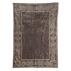 Dark Taupe Velvet Throw with Braided Embroidery