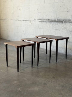Rosewood Nesting Tables Set of 3 with Slim Tapered Legs Vintage Vintage 1960s