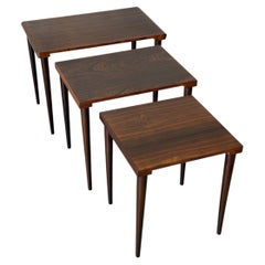 Rosewood Nesting Tables Set of 3 with Slim Tapered Legs Vintage Vintage 1960s