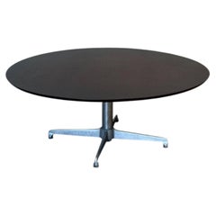 Dark Teak Round Adjustable Height Coffee to Dining Table Vintage 1970s