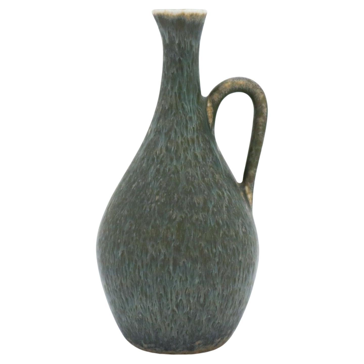 Dark Vase with Handle, Carl-Harry Stålhane, Rörstrand, Mid-Century Vintage For Sale