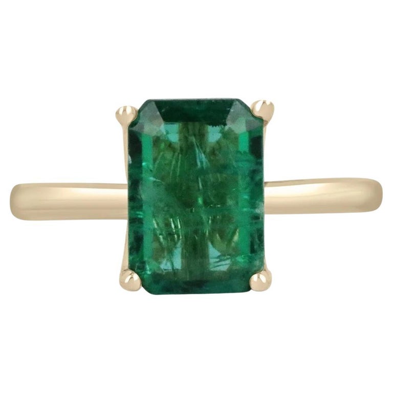 Dark Vivid Green 2.80ct 18K Natural EmeraldEmerald Cut Solitaire