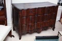 Dark Walnut Commode with Shaped Drawers, 18th Century, French