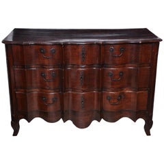 Dark Walnut Commode with Shaped Drawers, 18th Century, French