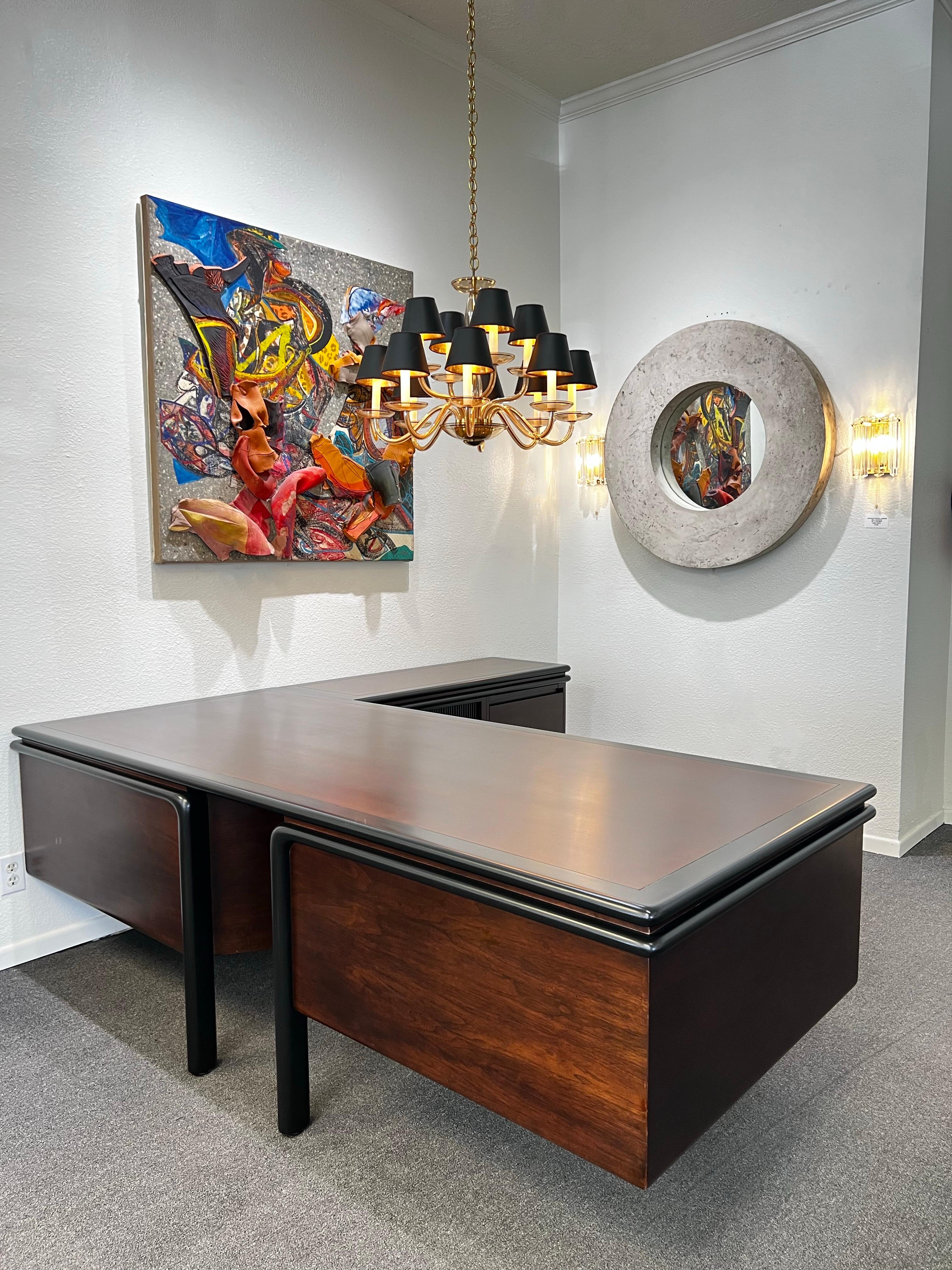 Mid-Century Modern Dark Walnut Executive Desk by Monteverdi Young  For Sale
