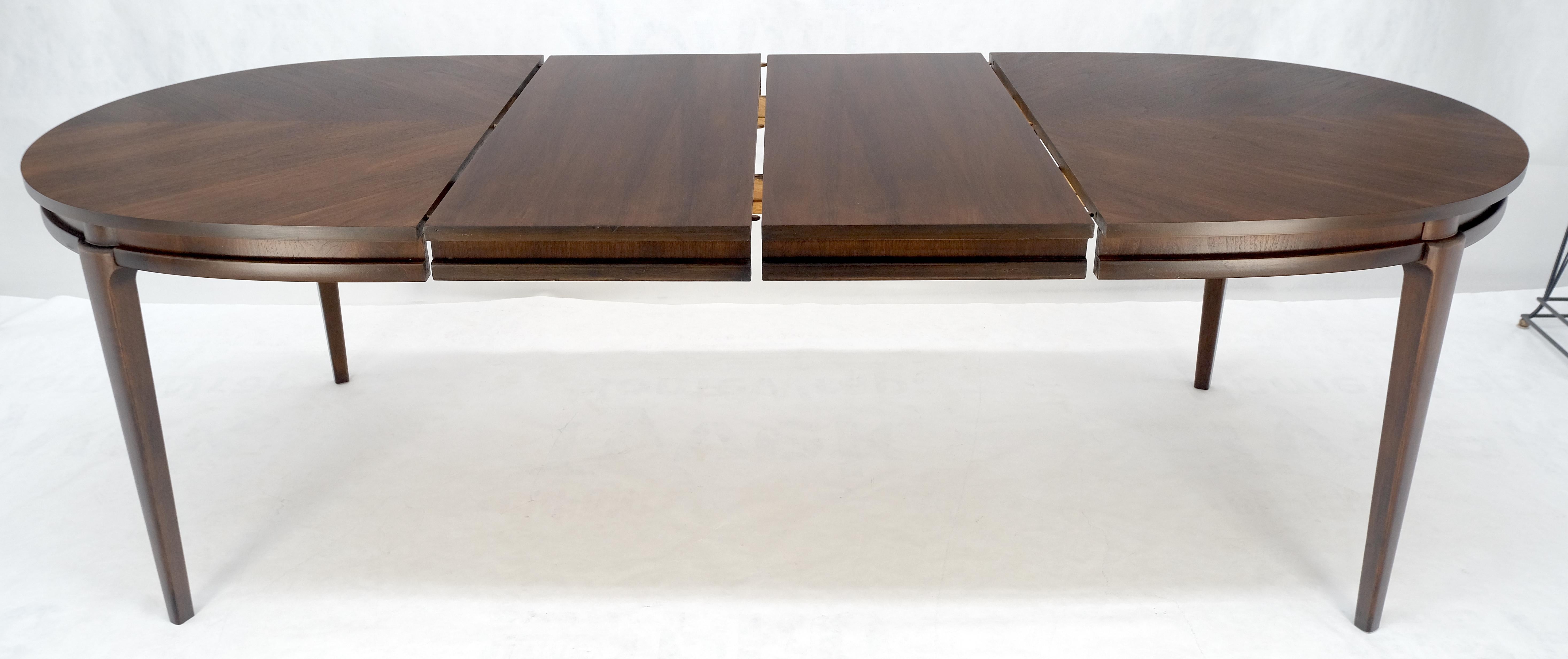 Dark Walnut Oval MCM c1970s Dining Table w/ Two Extension Boards Leaves MINT For Sale 3
