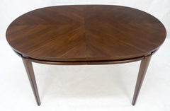 Dark Walnut Oval MCM c1970s Dining Table w/ Two Extension Boards Leaves MINT