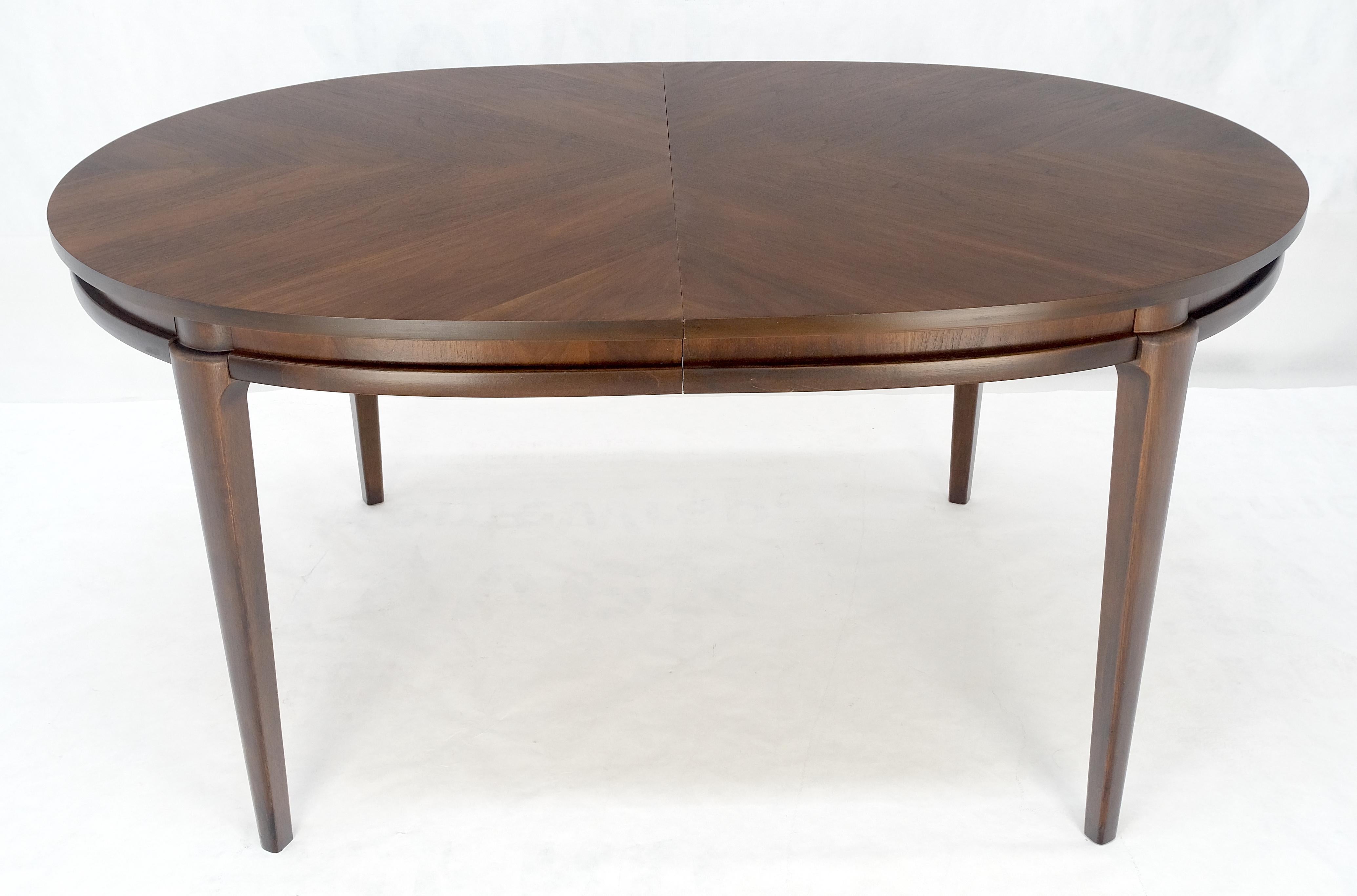 Mid-Century Modern Dark Walnut Oval MCM c1970s Dining Table w/ Two Extension Boards Leaves MINT For Sale