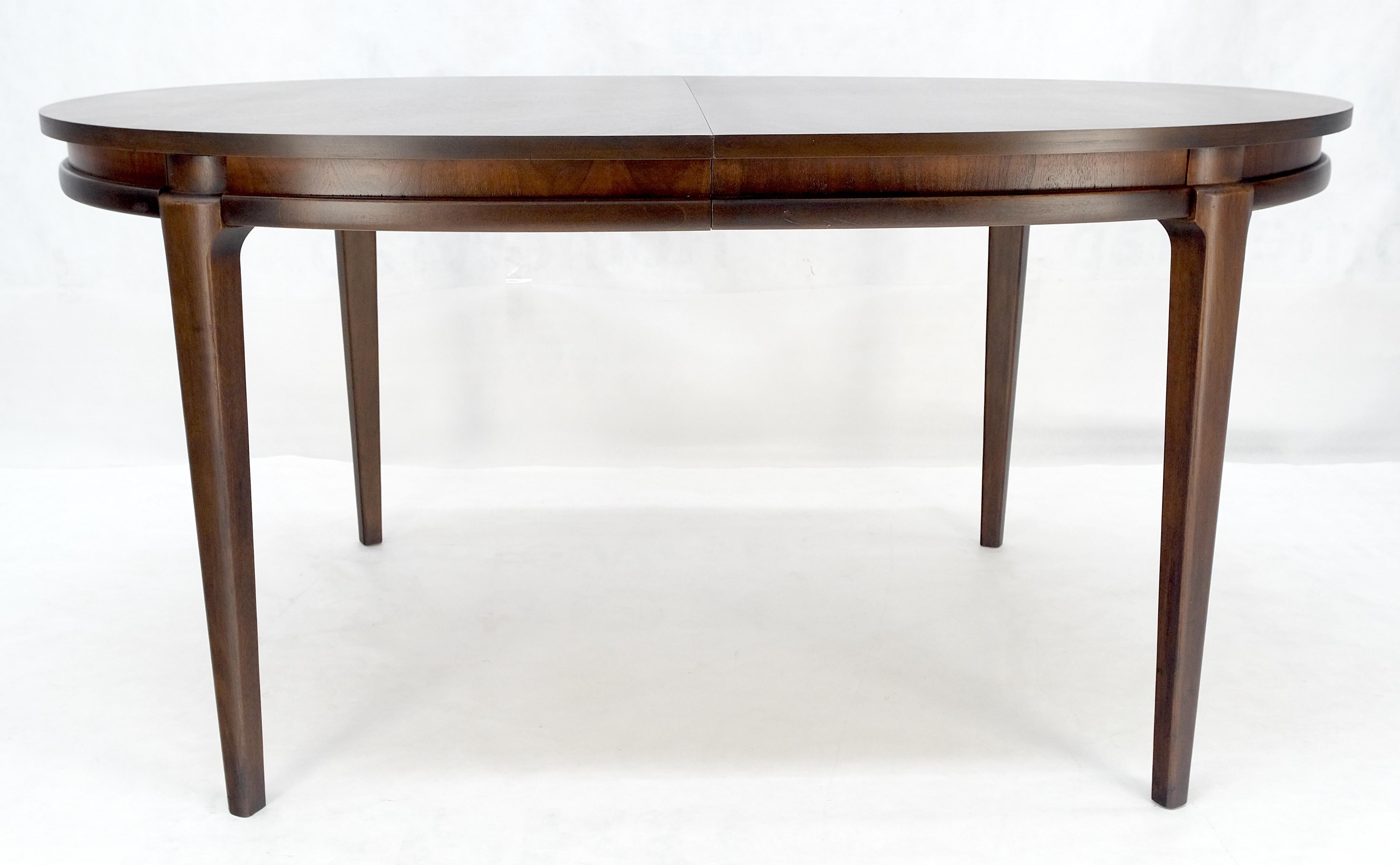 American Dark Walnut Oval MCM c1970s Dining Table w/ Two Extension Boards Leaves MINT For Sale