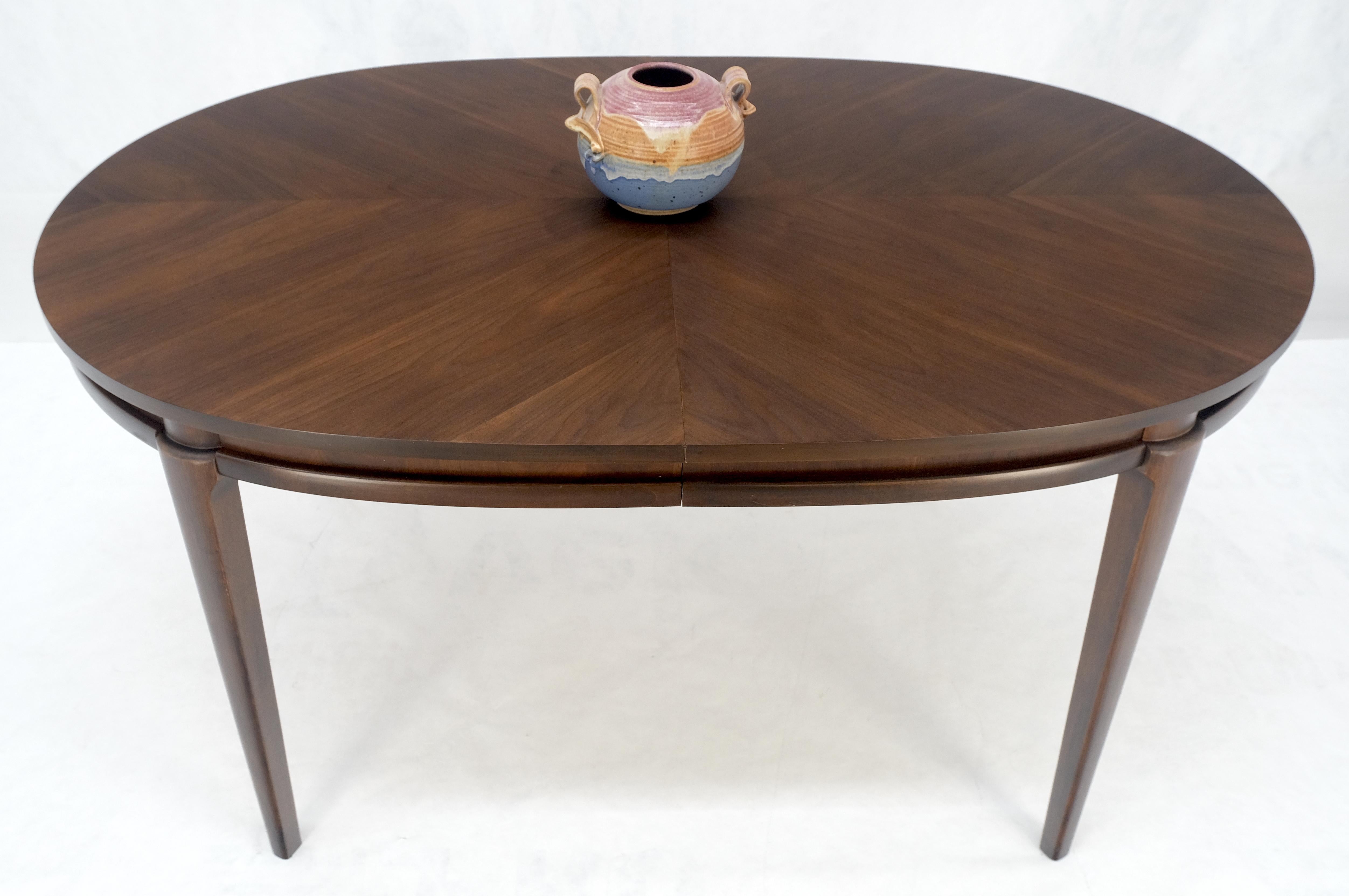 Lacquered Dark Walnut Oval MCM c1970s Dining Table w/ Two Extension Boards Leaves MINT For Sale