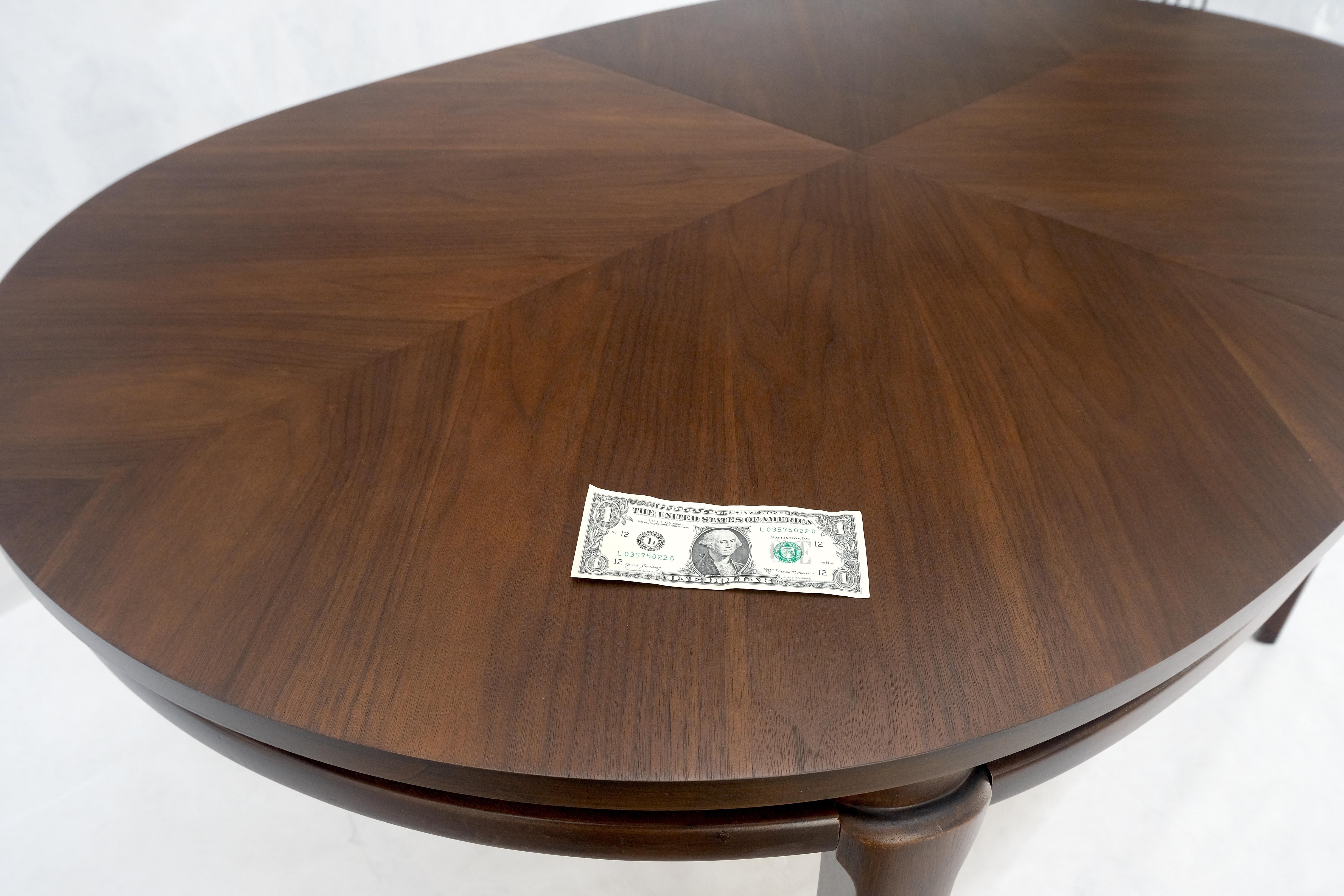 20th Century Dark Walnut Oval MCM c1970s Dining Table w/ Two Extension Boards Leaves MINT For Sale