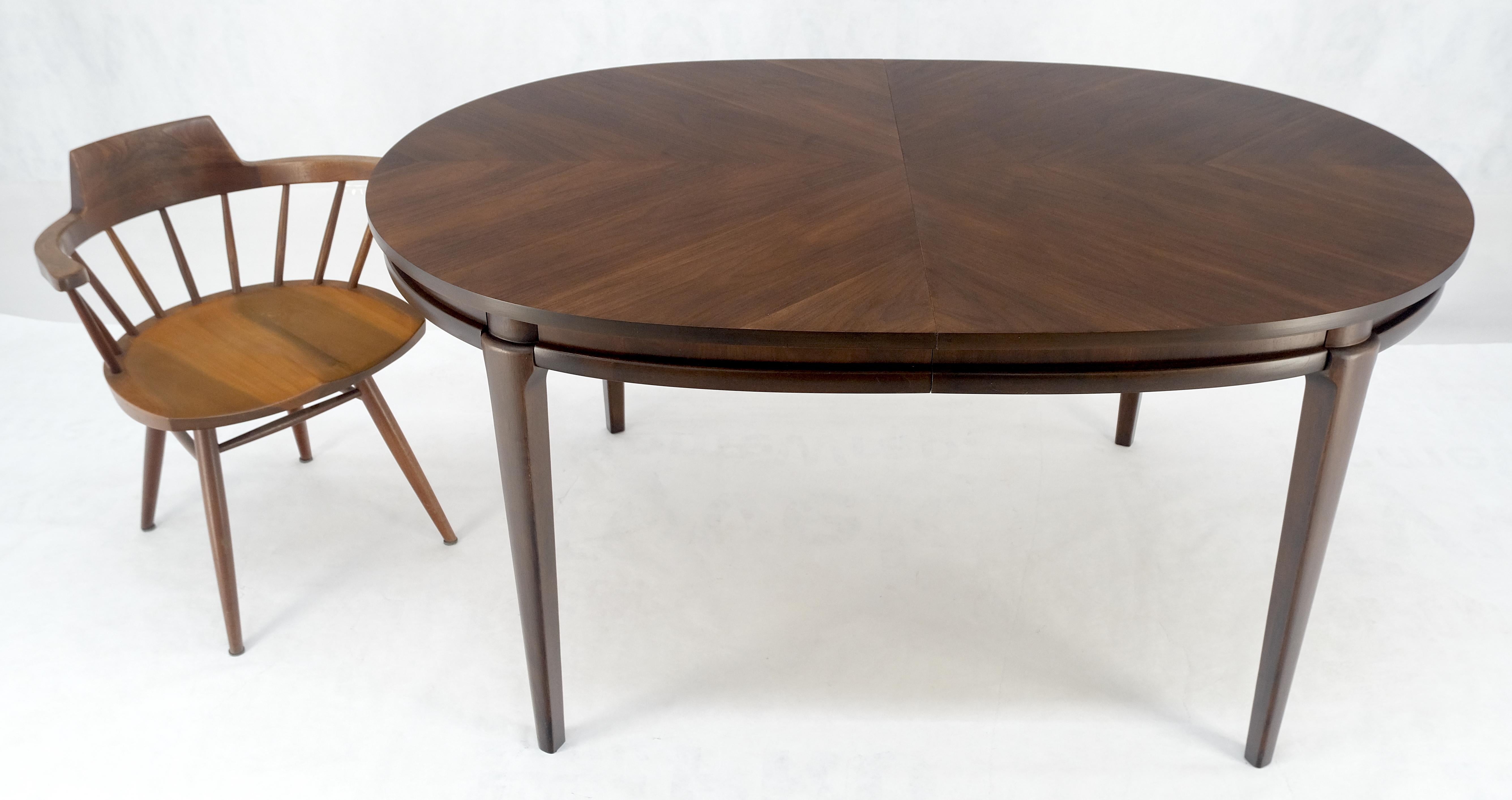 Dark Walnut Oval MCM c1970s Dining Table w/ Two Extension Boards Leaves MINT For Sale 1