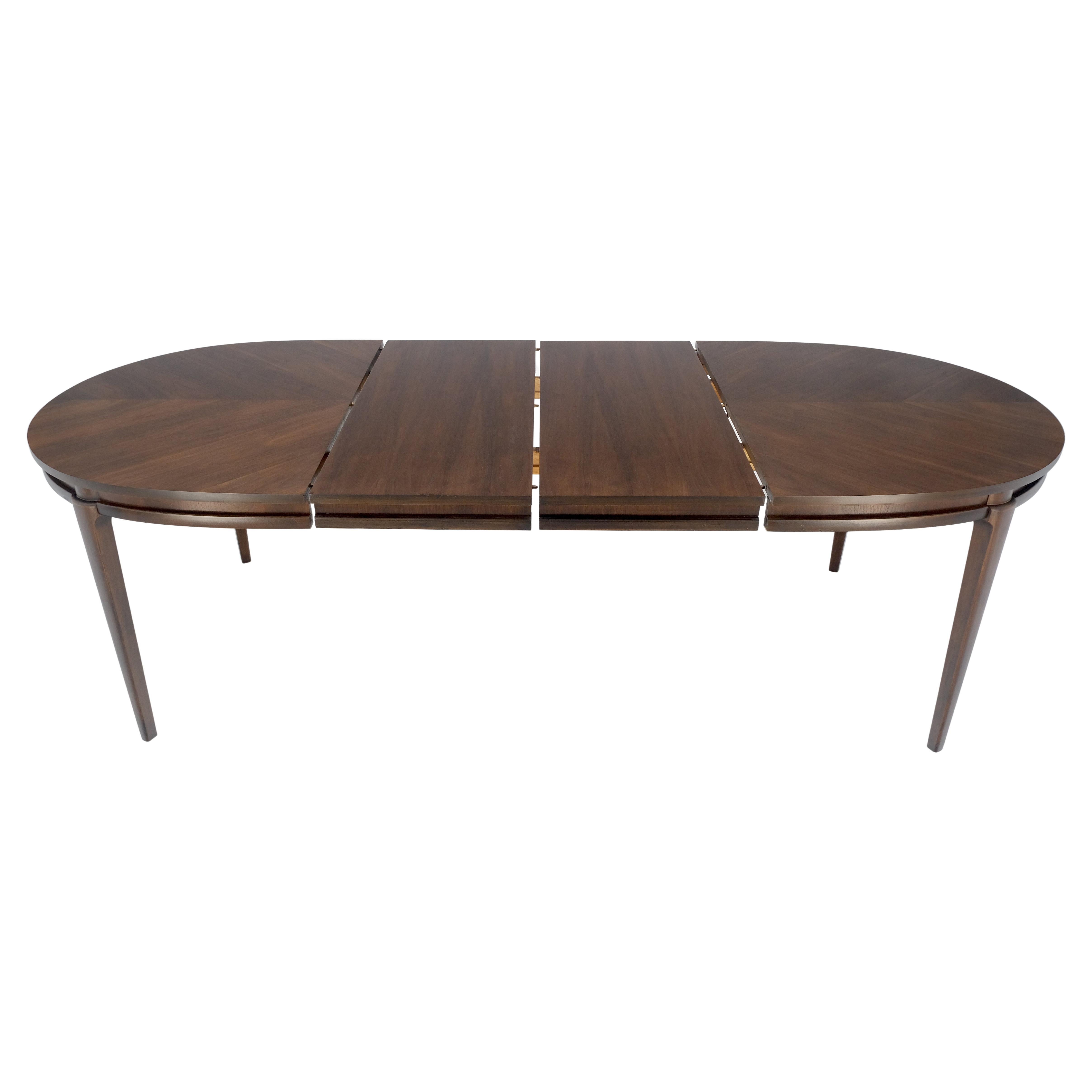 Dark Walnut Oval MCM c1970s Dining Table w/ Two Extension Boards Leaves MINT For Sale