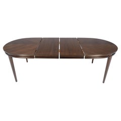 Dark Walnut Oval MCM c1970s Dining Table w/ Two Extension Boards Leaves MINT