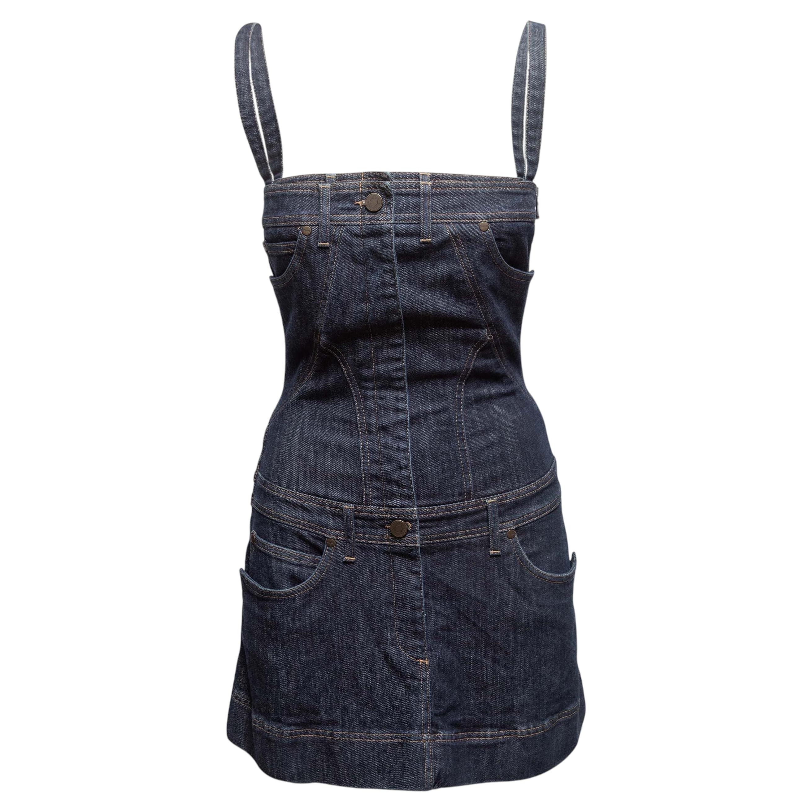 Dark Wash Alexander McQueen Denim Mini Dress Size IT 40