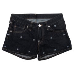 Dark Wash BAPE Star Embroidered Denim Shorts Size US XXS