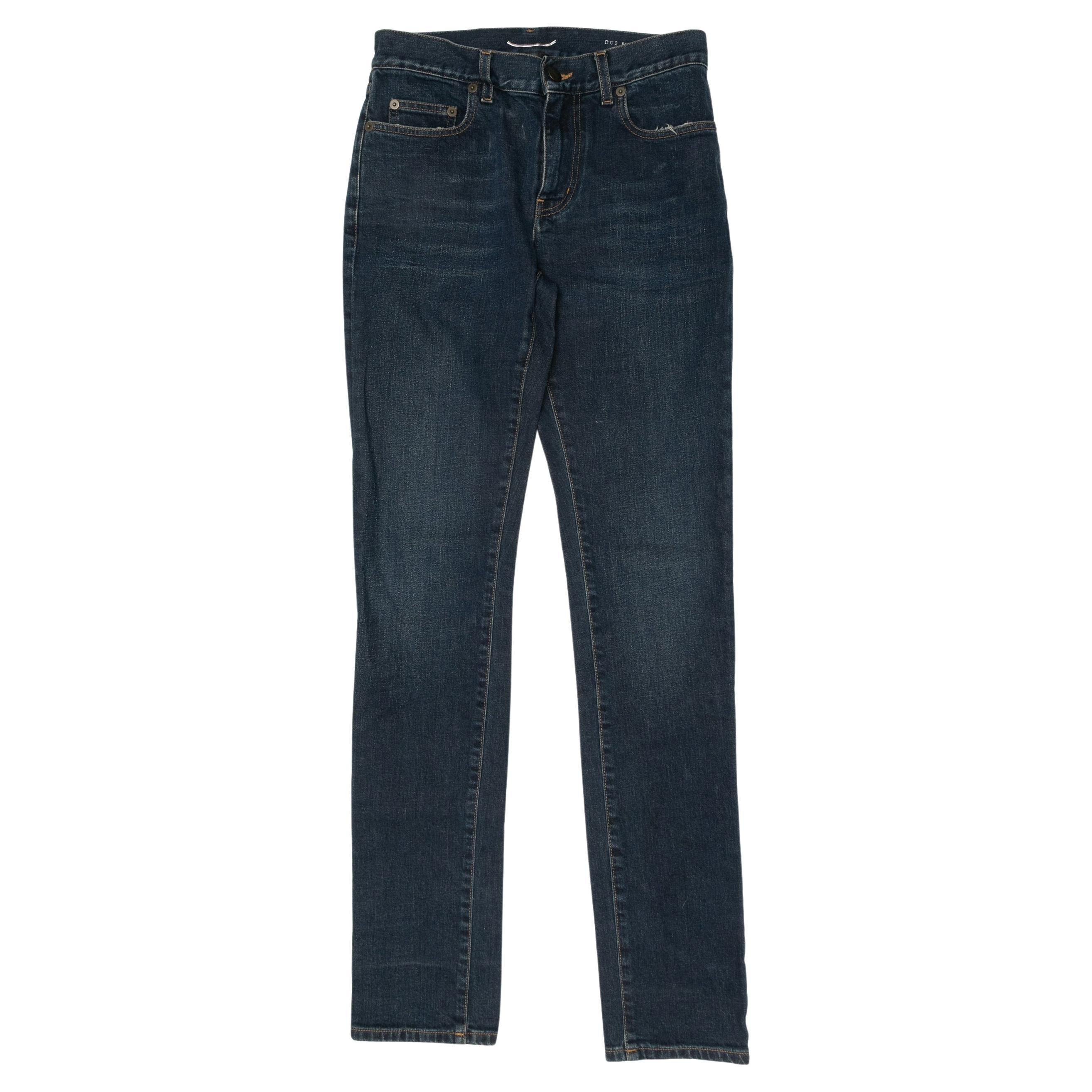Dark Wash Saint Laurent Straight-Leg Jeans Size US 26 For Sale