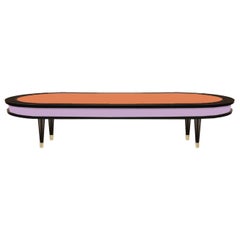 Dark Wenge and Lacquered Wood with Brass Structure Coffee Table Madagascar