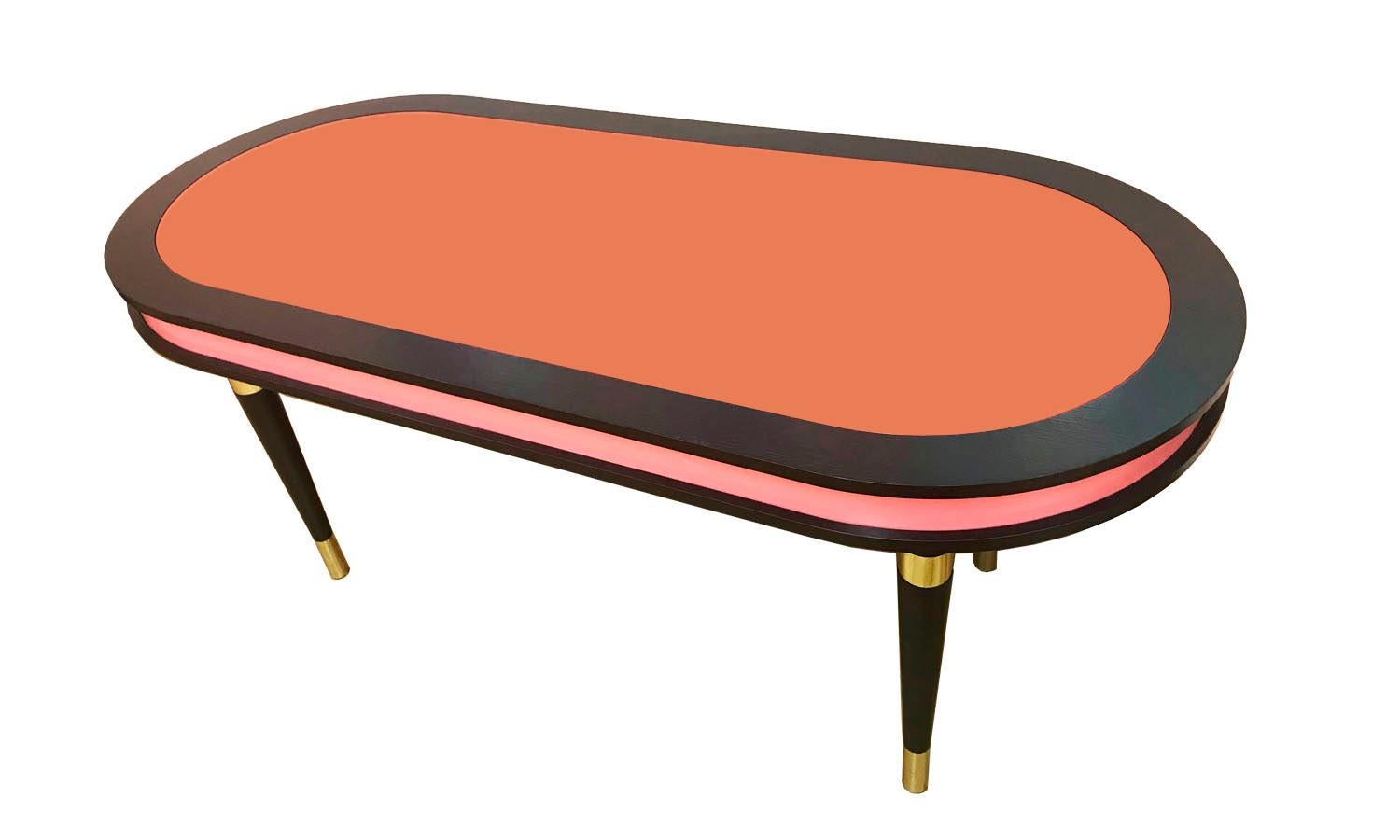 Organic Modern Oval Dark Wenge & Brass Dining Table Pink & Orange, Madagascar  For Sale 2