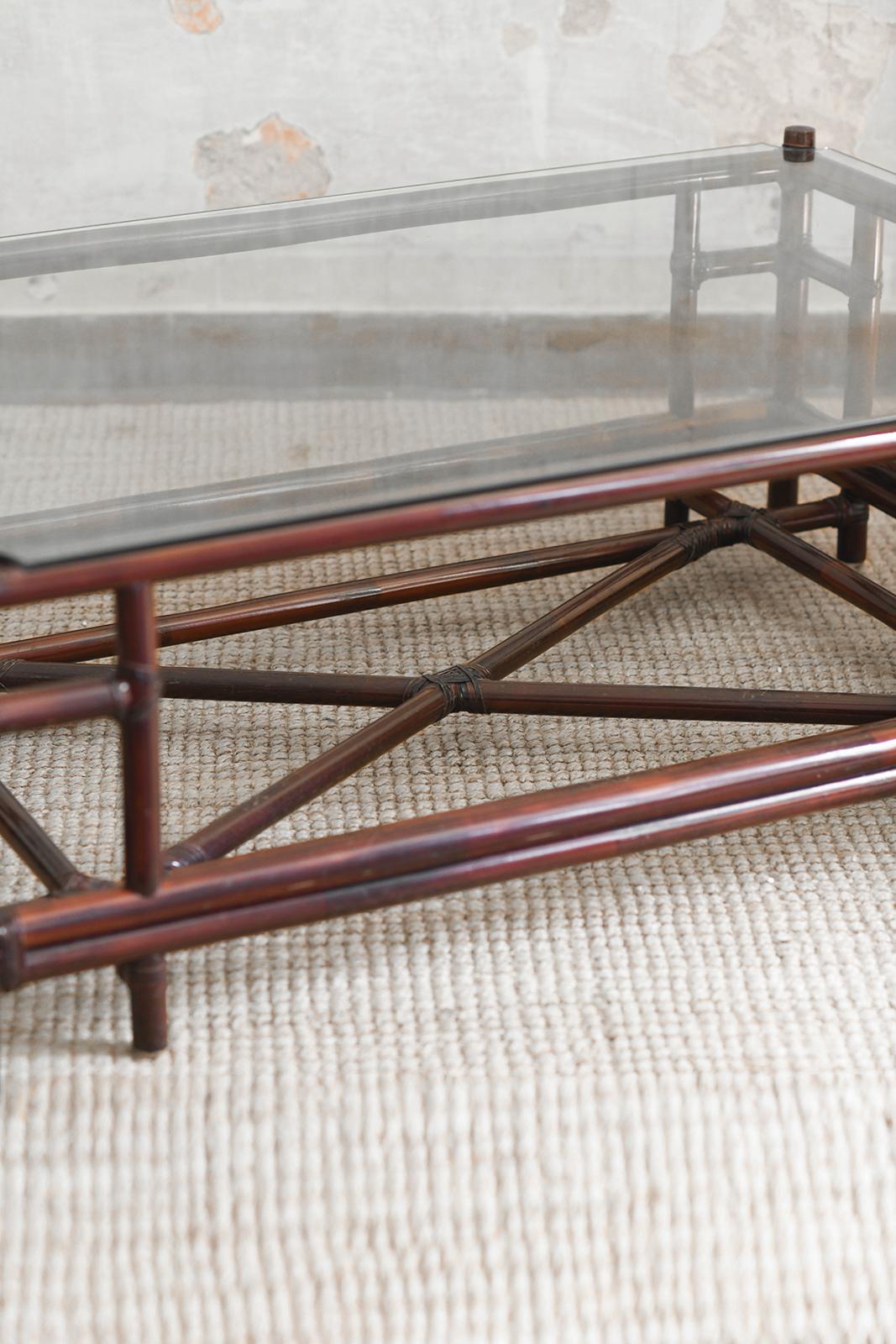 Late 20th Century Dark wicker coffee table, ‘Attila’ series by Gasparucci – design by Telemaco For Sale